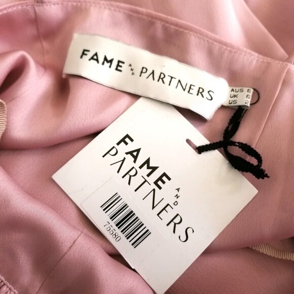 NWT Fame and Partners Trine Gown Prom Maxi Dress Matte Satin Dusty Rose Pink 2 - Picture 5 of 11